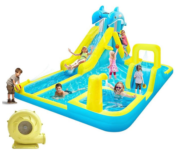 Inflatable Water Slide, Dolphin Styling Giant Bouncy Waterslide Park